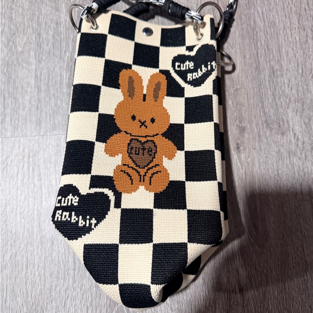Cute Rabbit Checkered Clutch